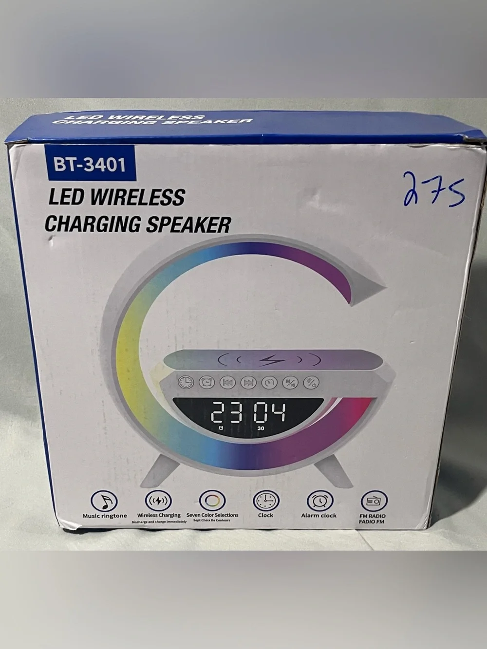 LED Wireless Charging Speaker - White (BT-3401)